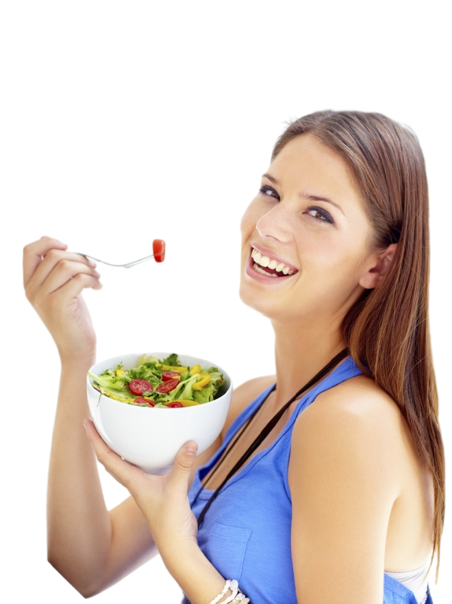 woman eating salad